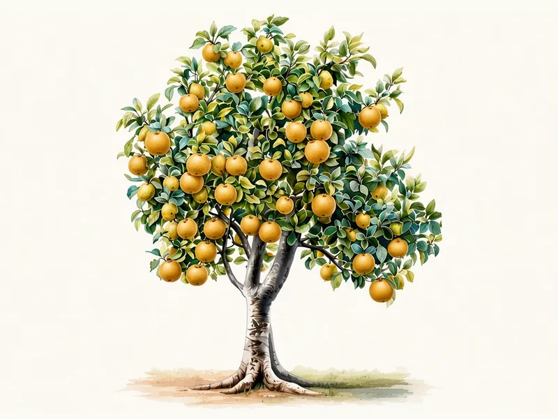 Watercolor illustration of Hosui Asian Pear (bare root)