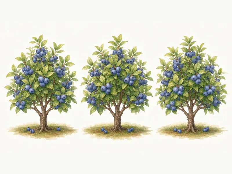 Watercolor illustration of Blueberry Trio (3 varieties)