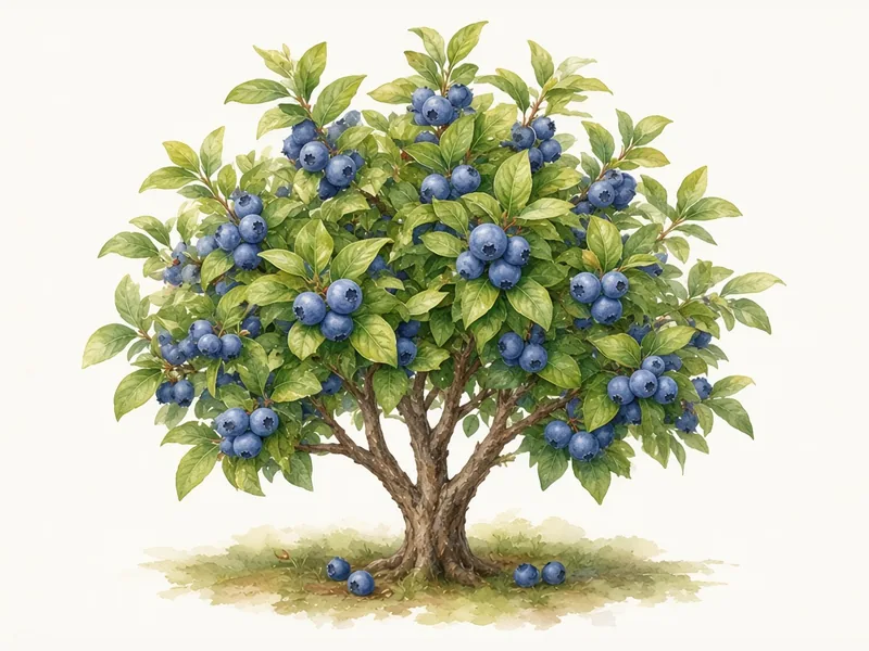 Watercolor illustration of Bluecrop Blueberry