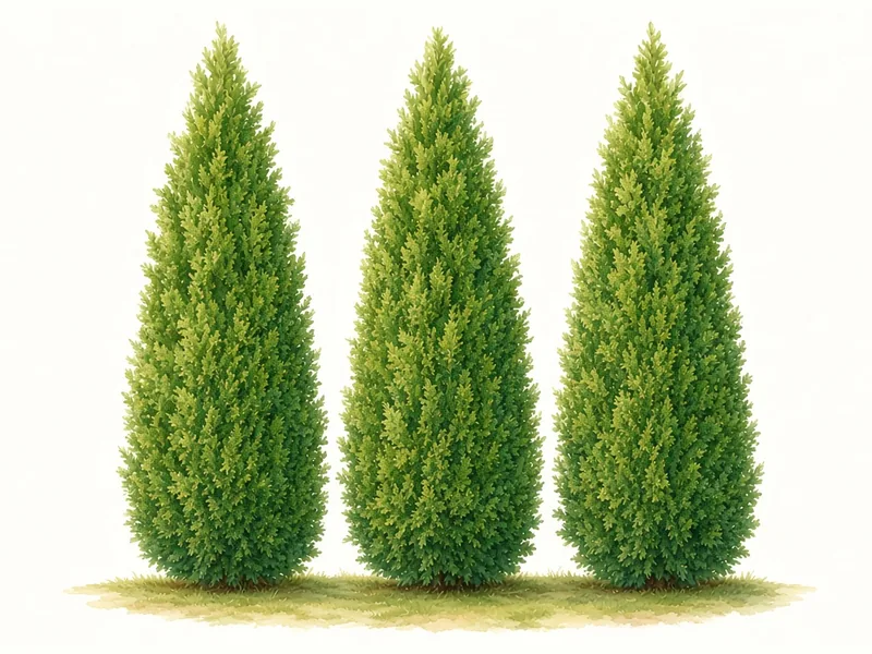 Watercolor illustration of Emerald Green Arborvitae 5-pack