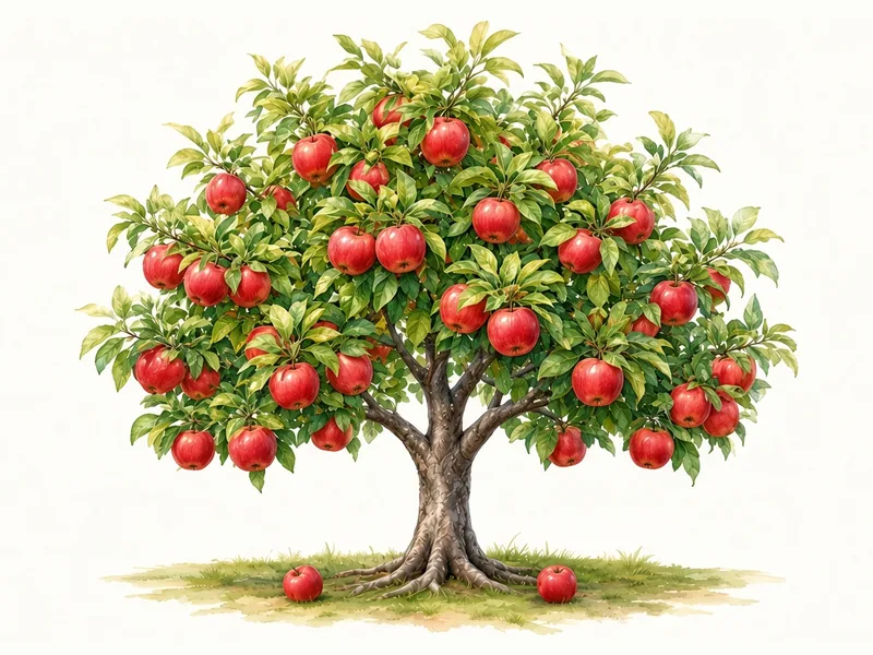Watercolor illustration of Liberty Apple (bare root)