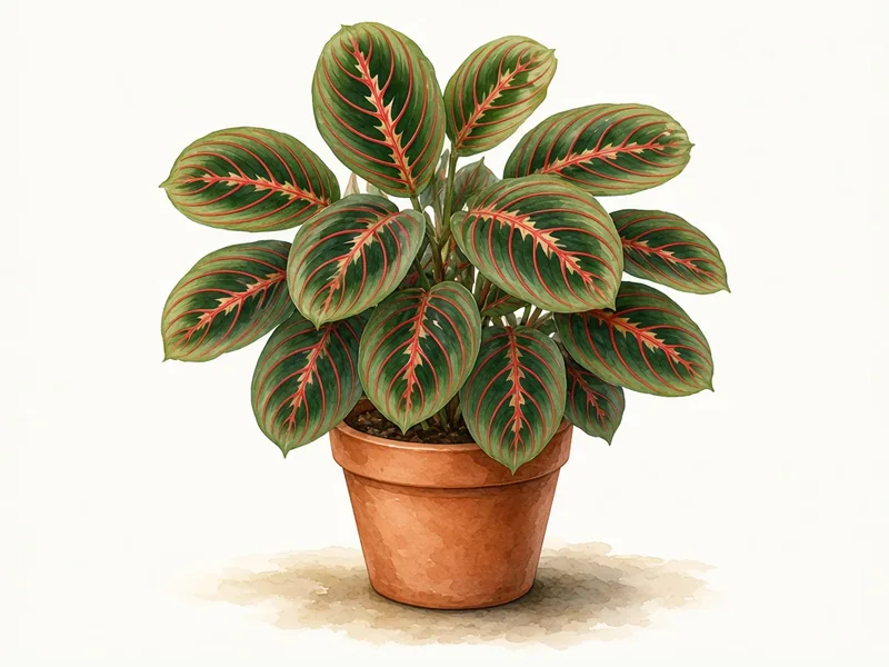 Watercolor illustration of Red Prayer Plant (4")