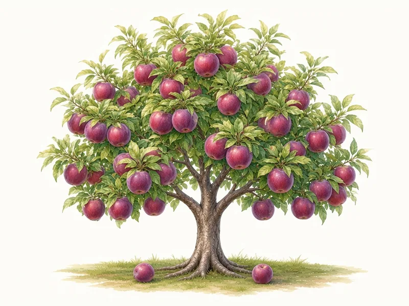 Watercolor illustration of Santa Rosa Plum (2-3 gal)