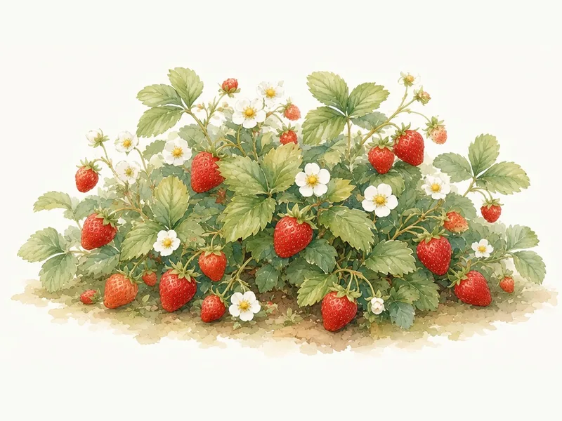 Watercolor illustration of Everbearing Strawberry 25-pack